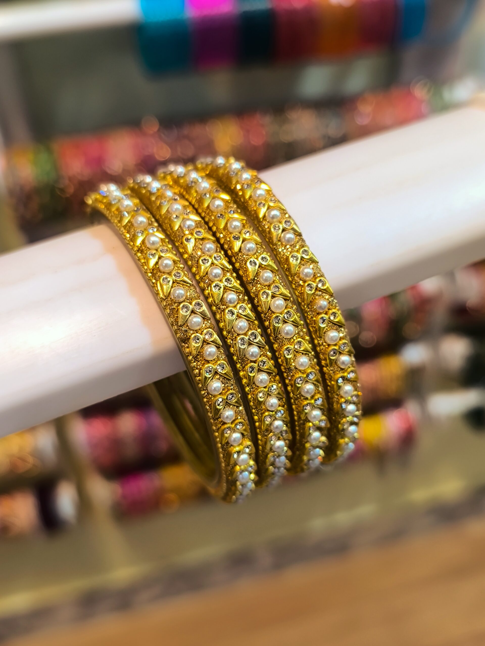 Rajwadi Kundan Bangles -4 Pcs