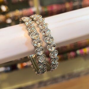 Heart Silver Bangles -2 Pcs