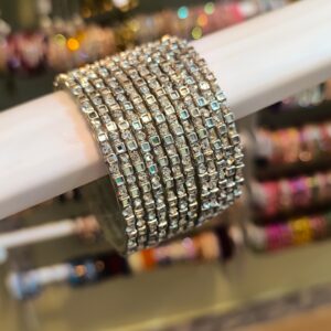 Silver Stone Micro Bangles -12 Pcs