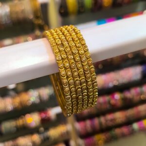 Temple Style Pearl Bangles {Gold}-6 Pcs