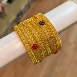 Golden Petal Bangles -6 Pcs