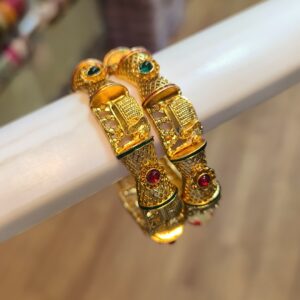 Elephant Golden Petal Bangles -2 Pcs