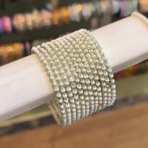 Premium Silver Beaded Metal Bangles -12 Pcs