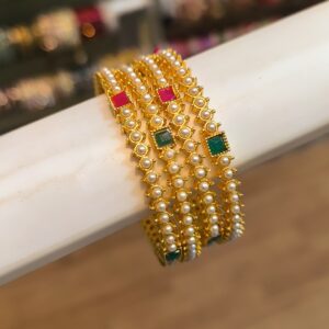 Multi Pearl Bangles -4 Pcs