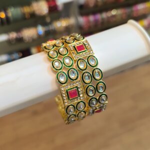 Green Enamel Kada Bangles-2 Pcs
