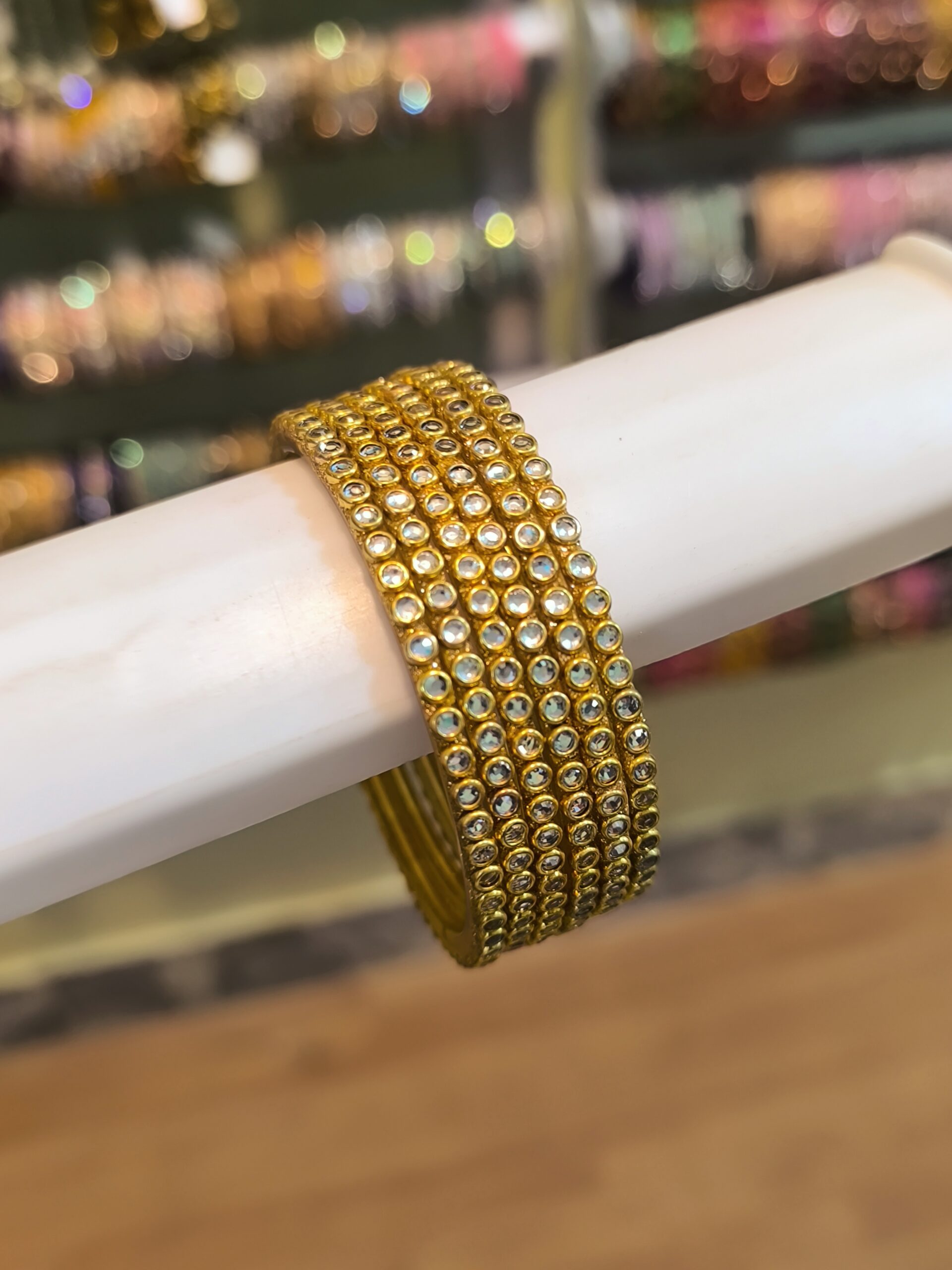 Gold -Plated Round Bangles -6 Pcs
