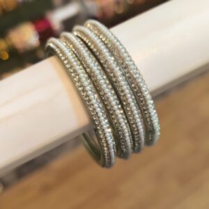 Two-Tone Dual Crystal Bangles -4 Pcs