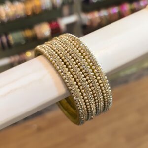 Diamond Wrap Stone Bangles {Gold} -4 Pcs