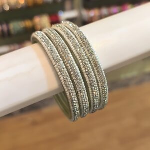 Diamond Wrap Stone Bangles {White} -4 Pcs