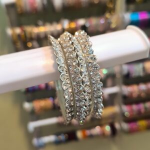 White Stone Bridal Bangles -2 Pcs