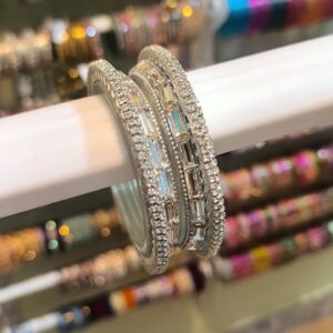 White Stone Bridal Bangles -2 Pcs