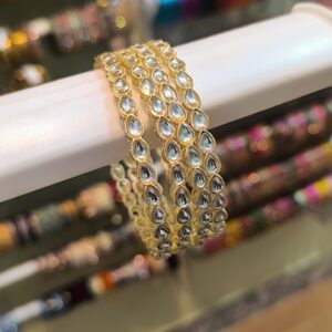 Pear- Shaped {White}Bangles-4 Pcs