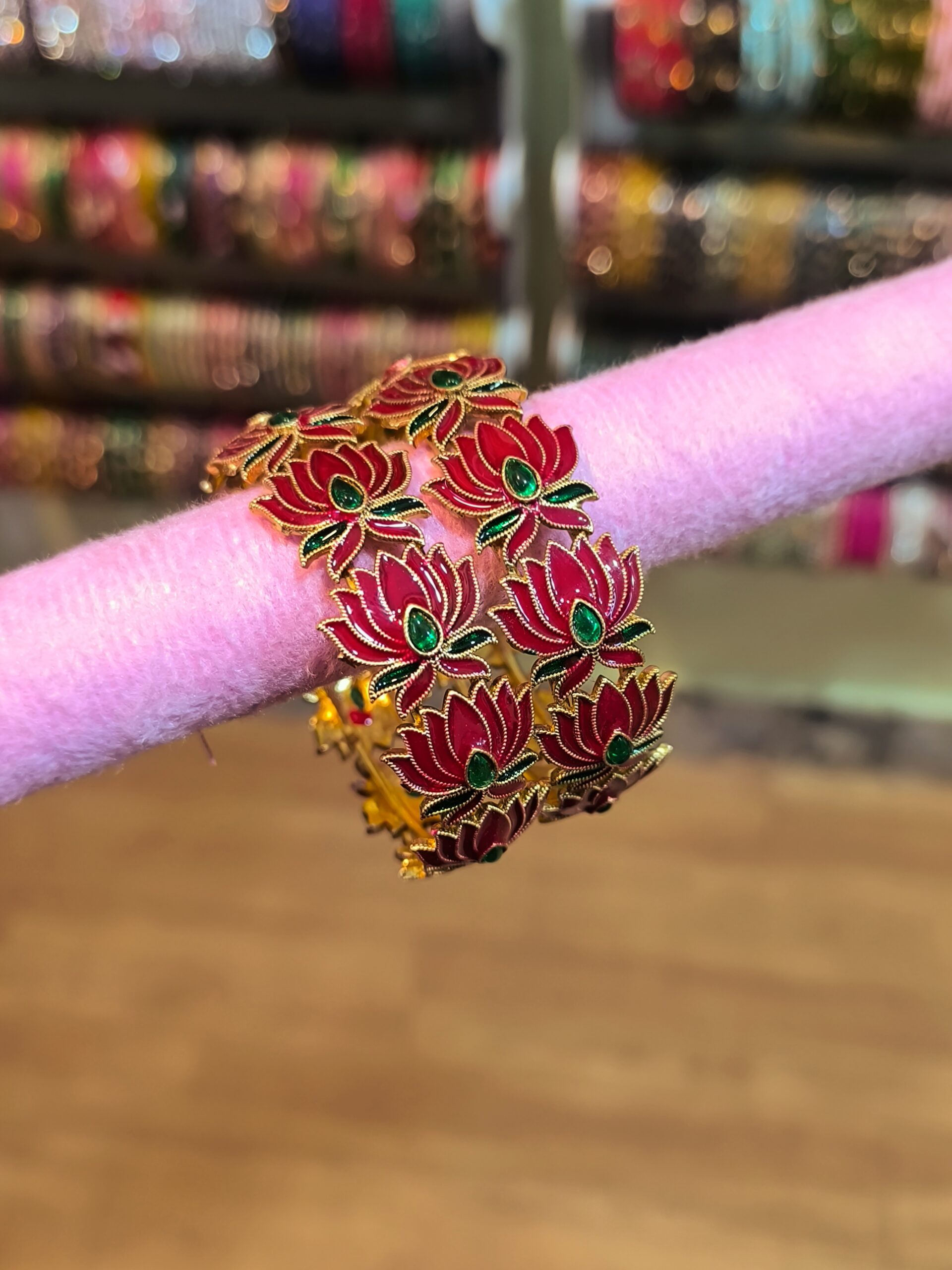 Trending Lotus Bangles Red - 2 Pcs