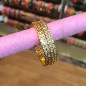 White Stone Antique Bangles -2 Pcs
