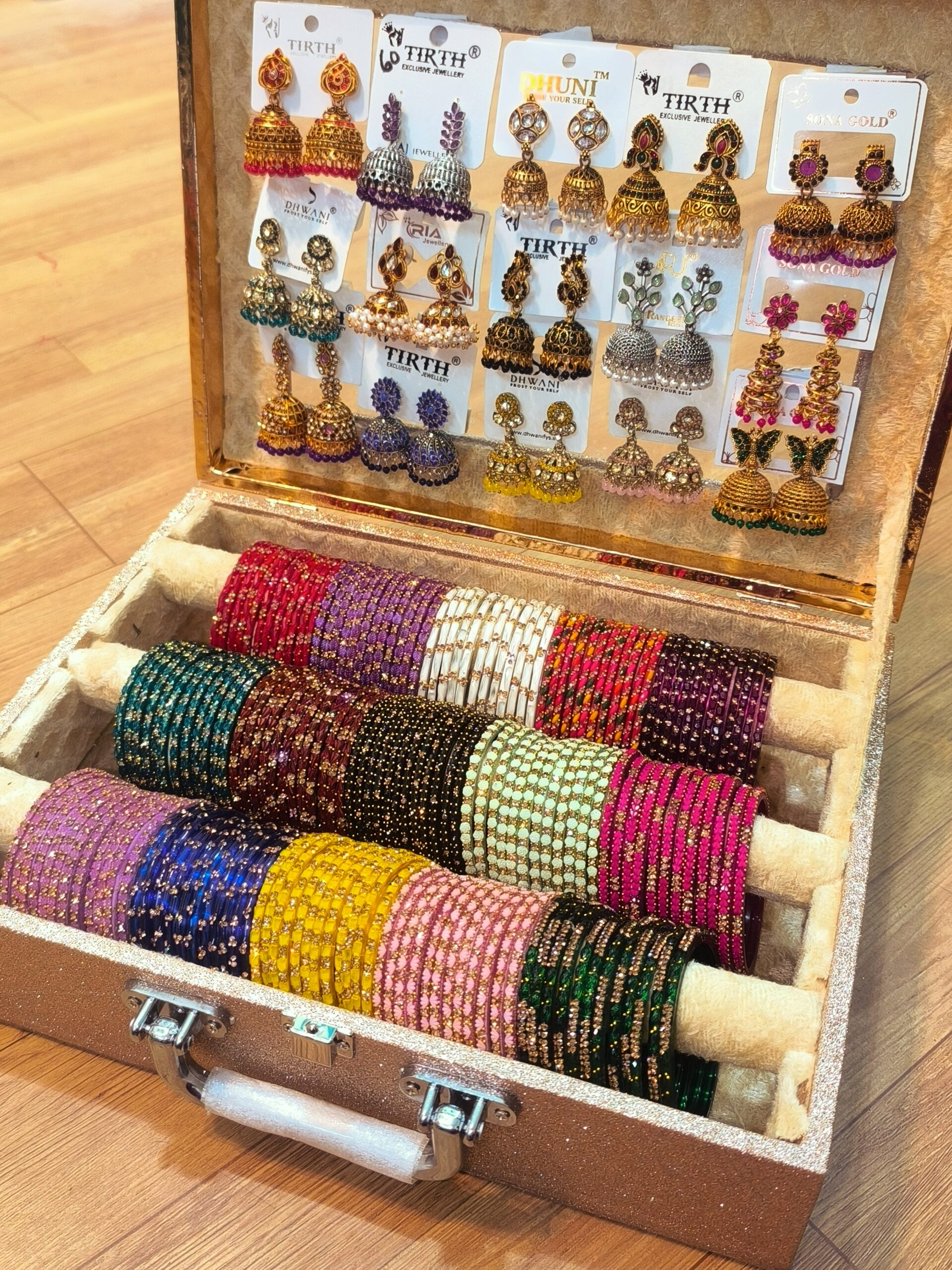 Premium Glass Bangles + Matching Jhumka Luxury Gift Combo