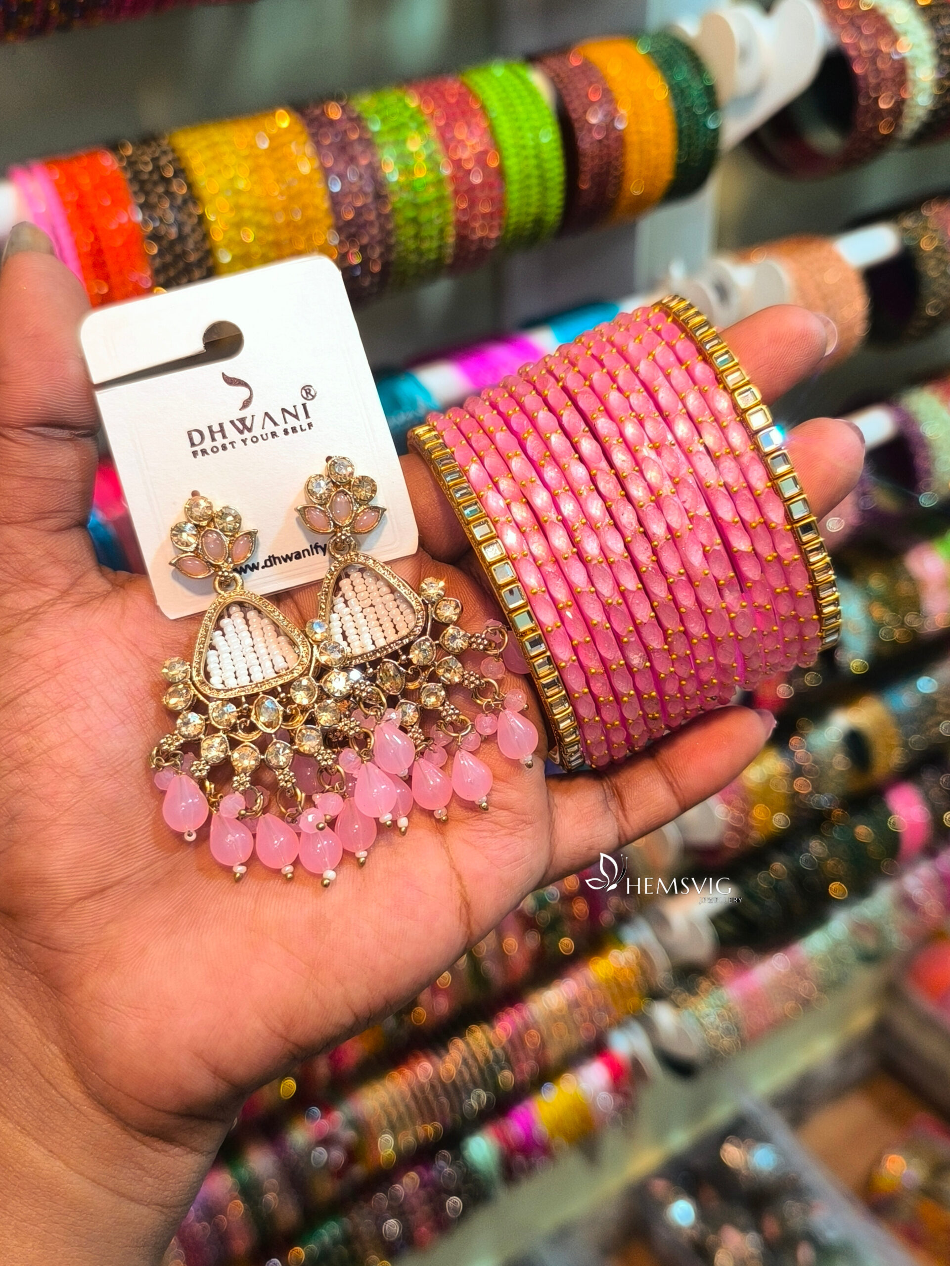 Kundan Earrings with Bangles - Image 8