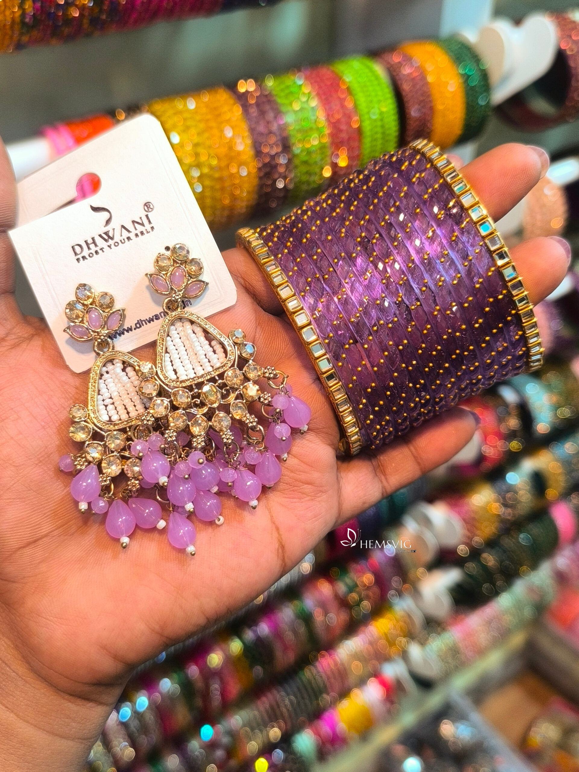 Kundan Earrings with Bangles - Image 12