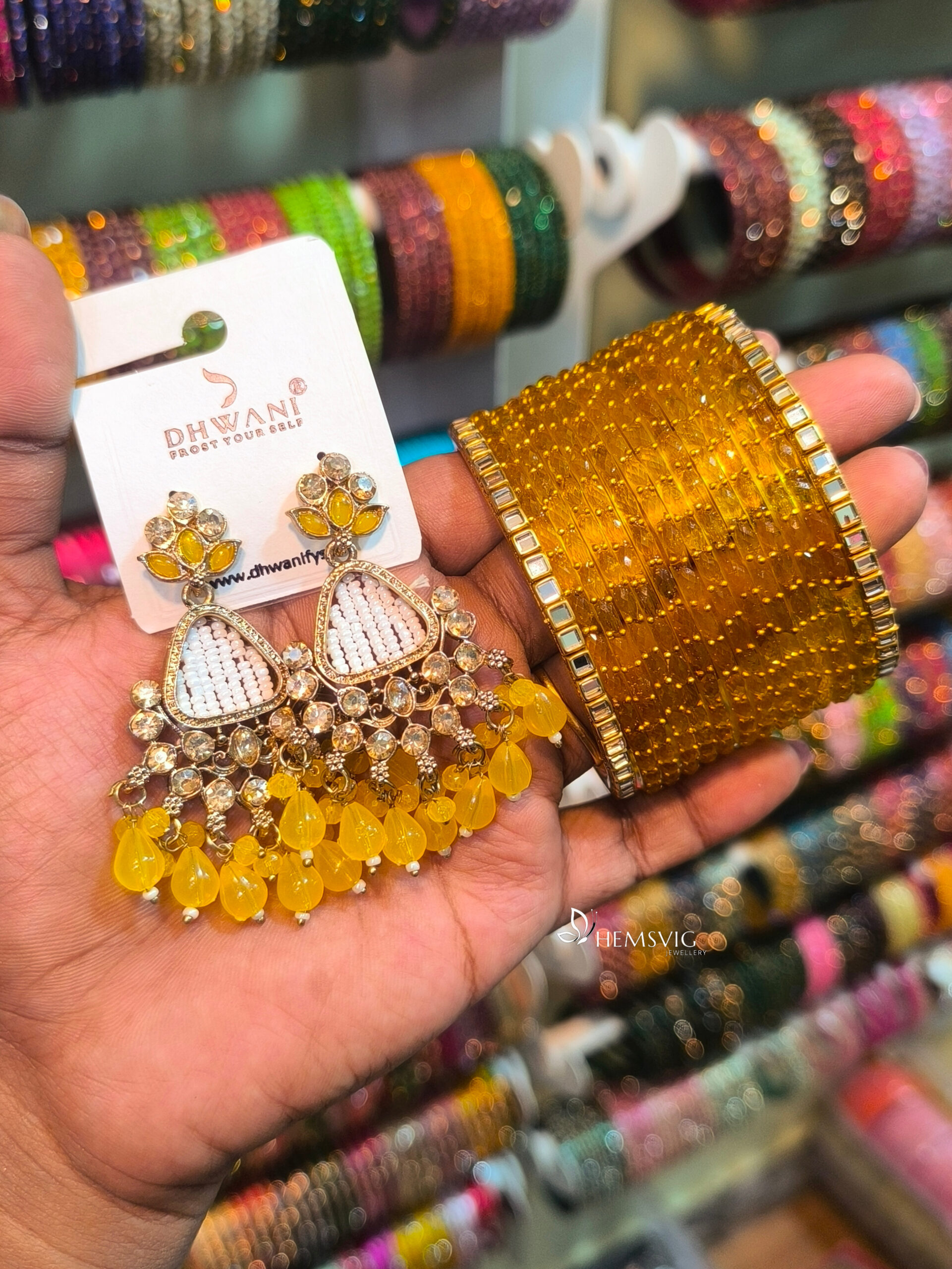 Kundan Earrings with Bangles - Image 7