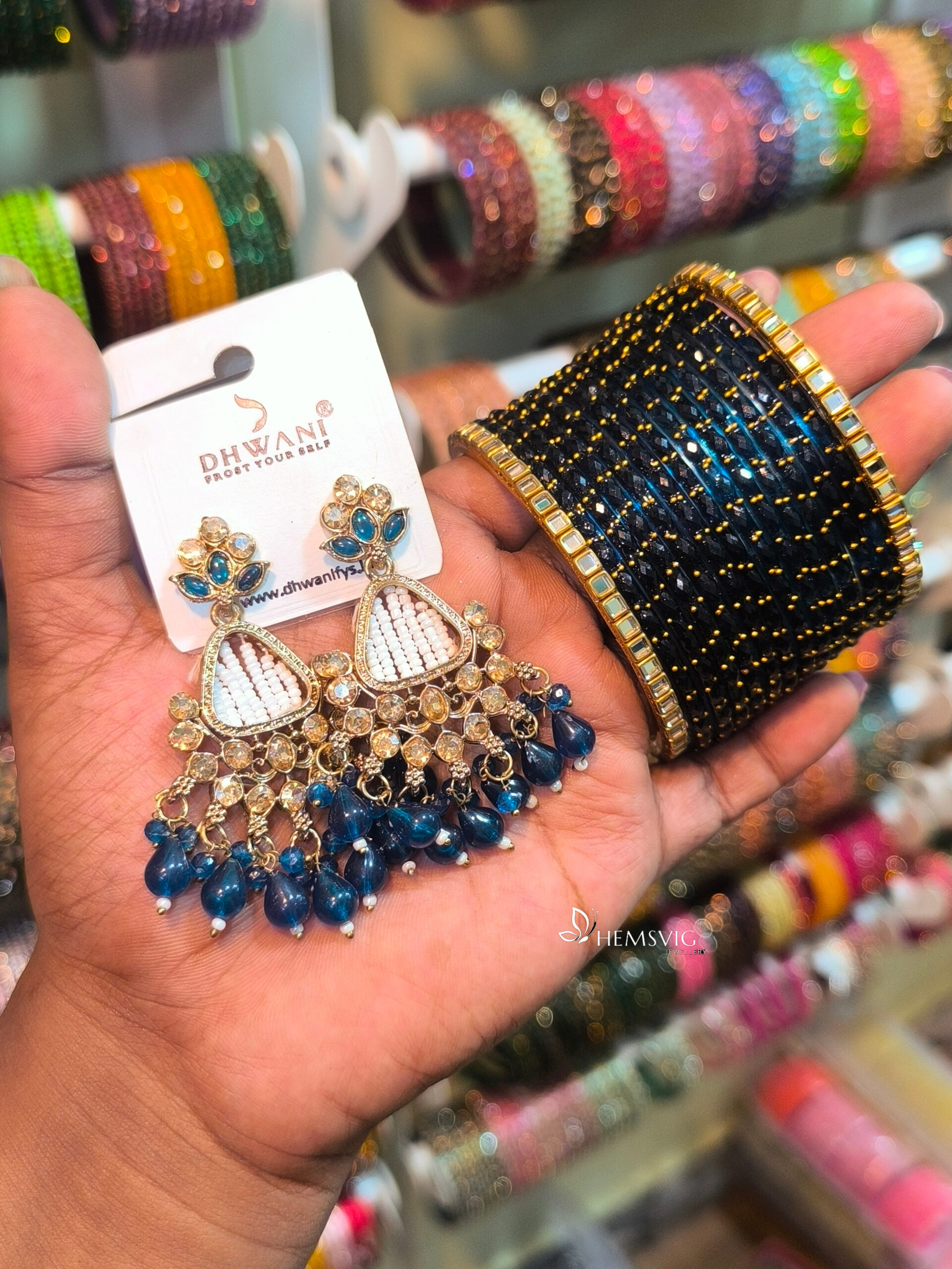Kundan Earrings with Bangles - Image 13