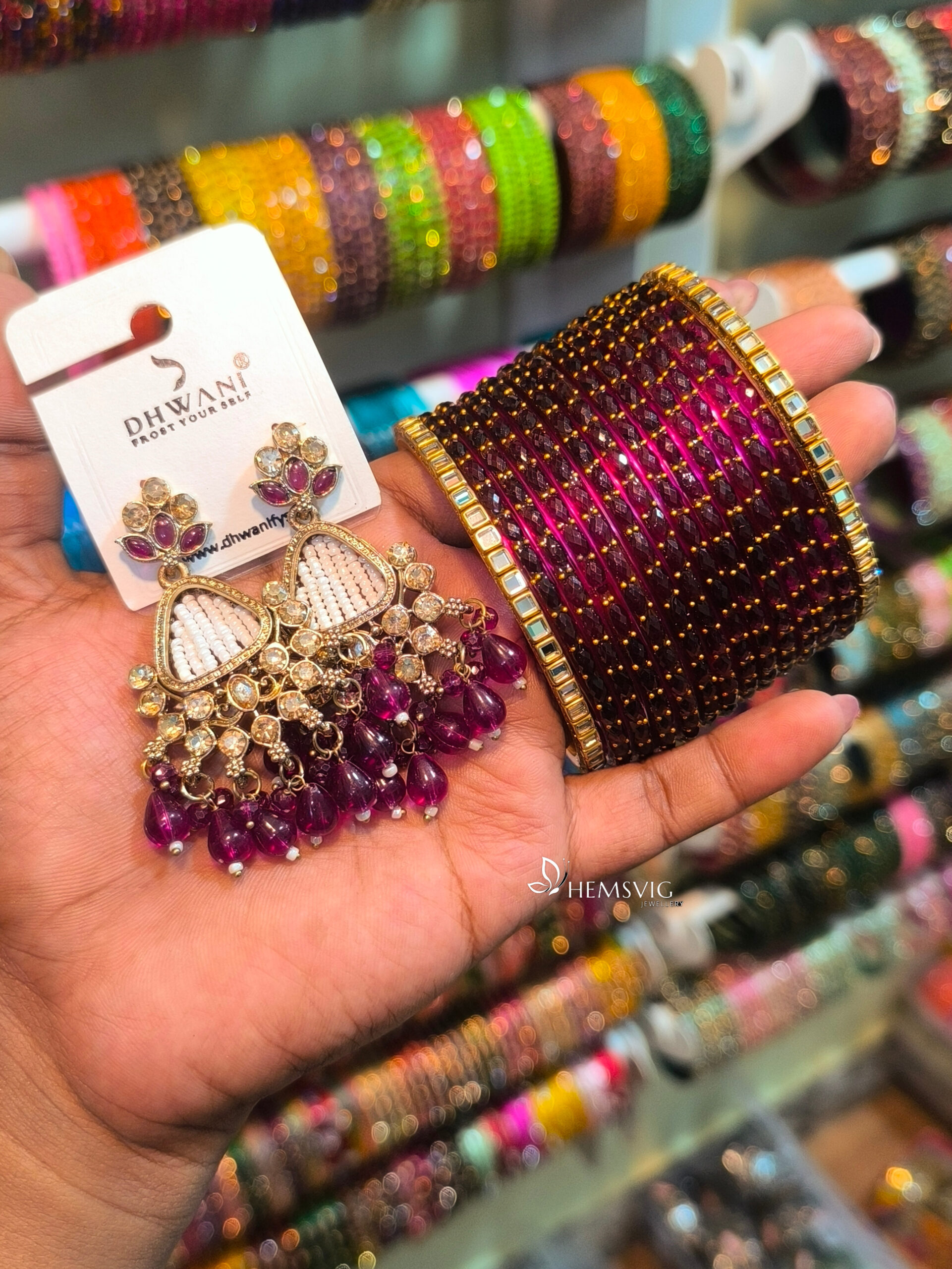 Kundan Earrings with Bangles - Image 5