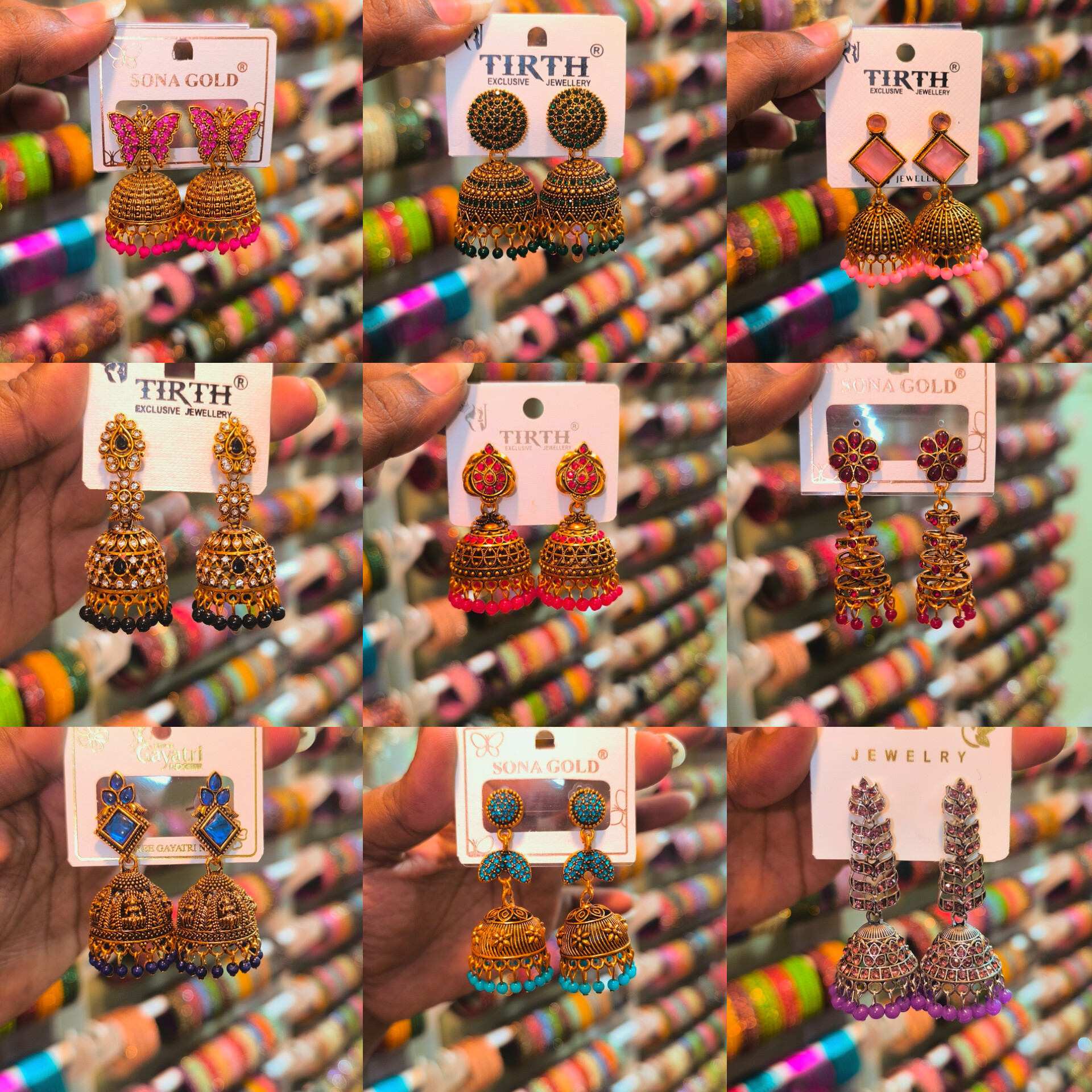 9-Color Jhumka Combo Gift